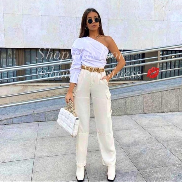 ZARA BNWT Flowy High-waisted Cargo Pants with Front Pockets - Picture 1 of 7